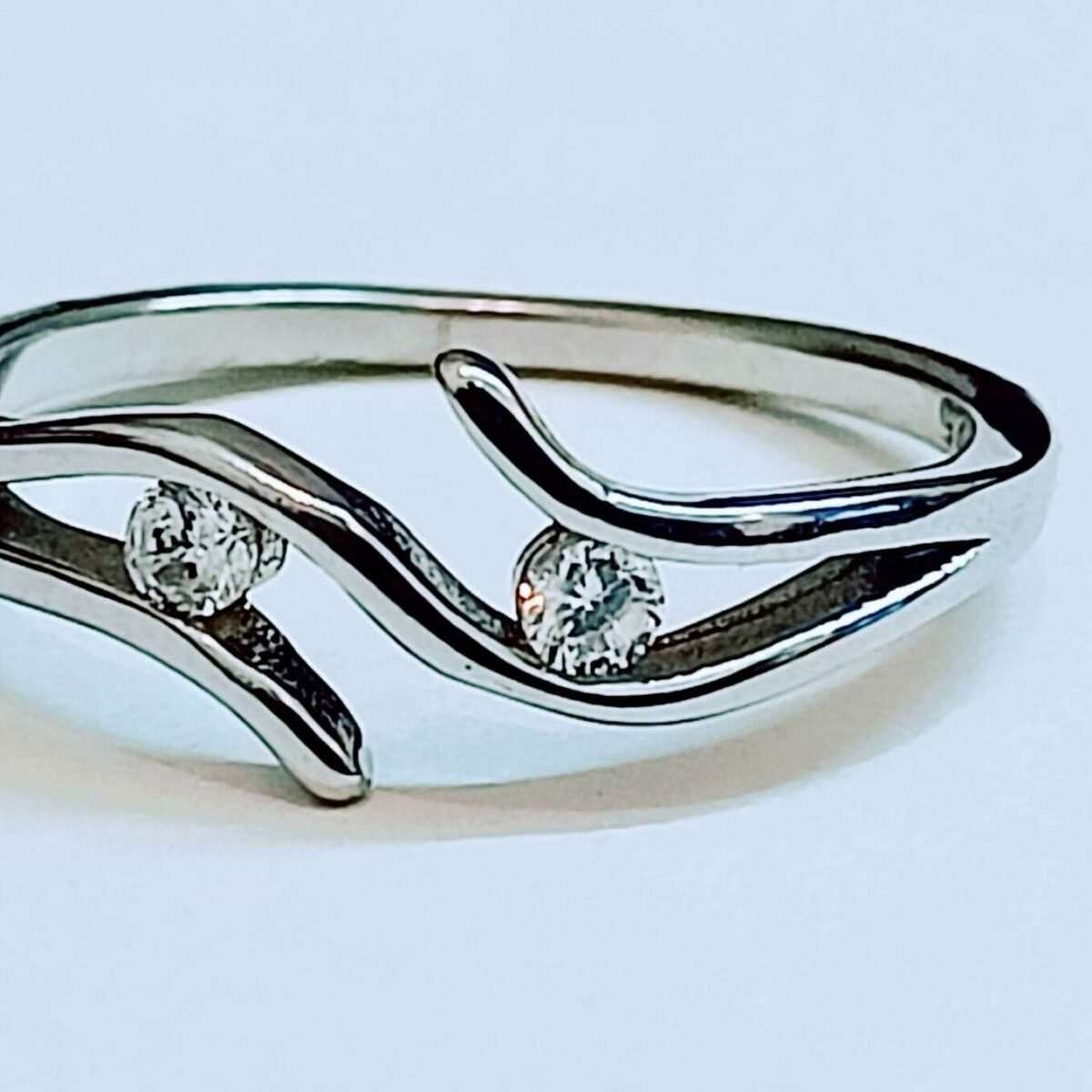 Elegant Sterling Silver Two Stone Hug Ring