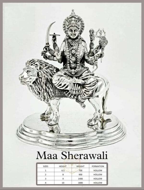 Exquisite Maa Durga Silver Idol – A Divine Addition to Your Home