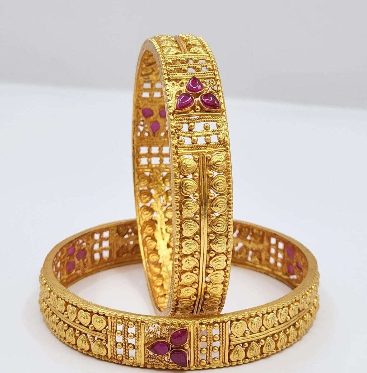 Elegant Antique Gold Plated 92.5 Silver Bangles