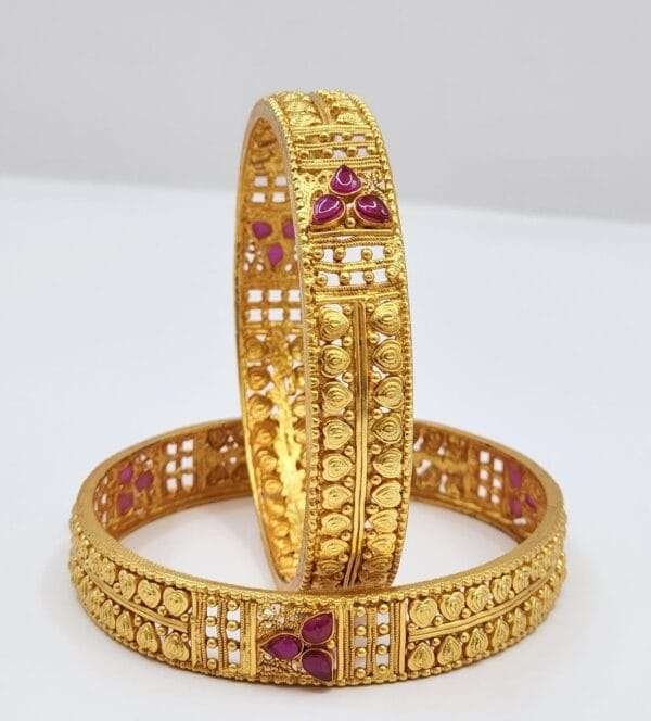 Elegant Antique Gold Plated 92.5 Silver Bangles