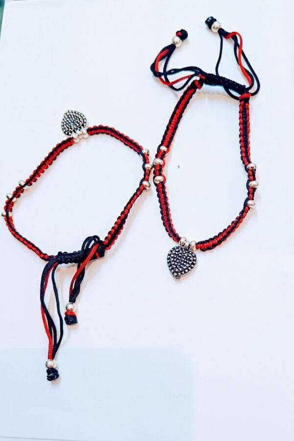 Elegant Black Red Tag Nazal Anklet in 925 Silver