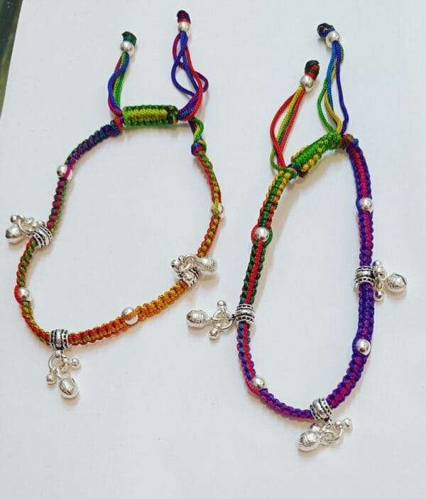 Elegant Multi-Color Nazar Payal in 925 Silver