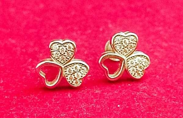 Elegant Heart Shape White Stone Studs - Image 2