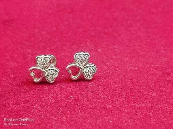 Elegant Heart Shape White Stone Studs - Image 3