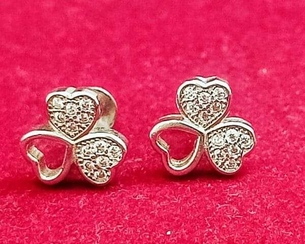 Elegant Heart Shape White Stone Studs - Image 4