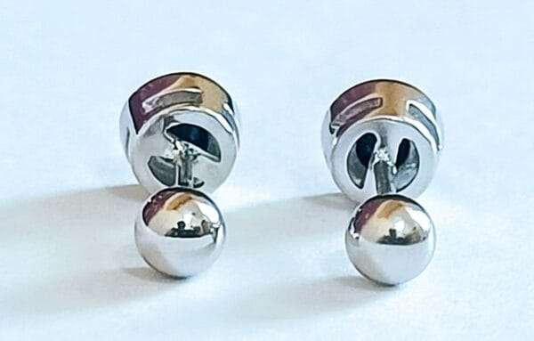 Elegant Versatility: Sterling Silver Black Stone Two Way Studs - Image 3