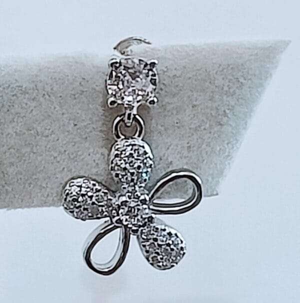 Elegant Sterling Silver White Stone Flower Shape Hanging Tops