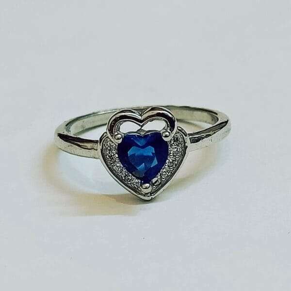 Elegant Heart Shape Blue Stone Ring - A Perfect Touch of Love