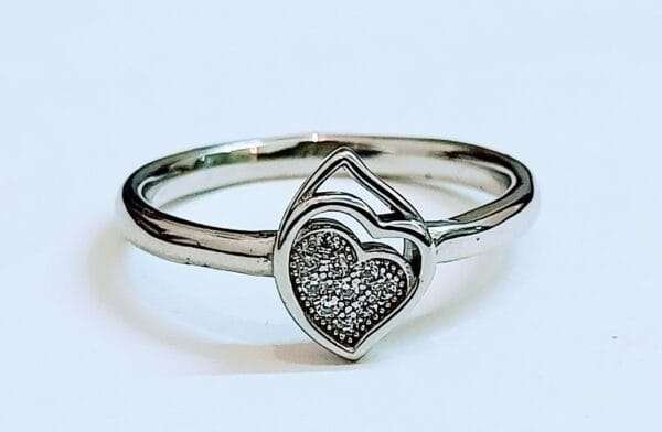 Elegant Double Heart Shape White Stone Ring