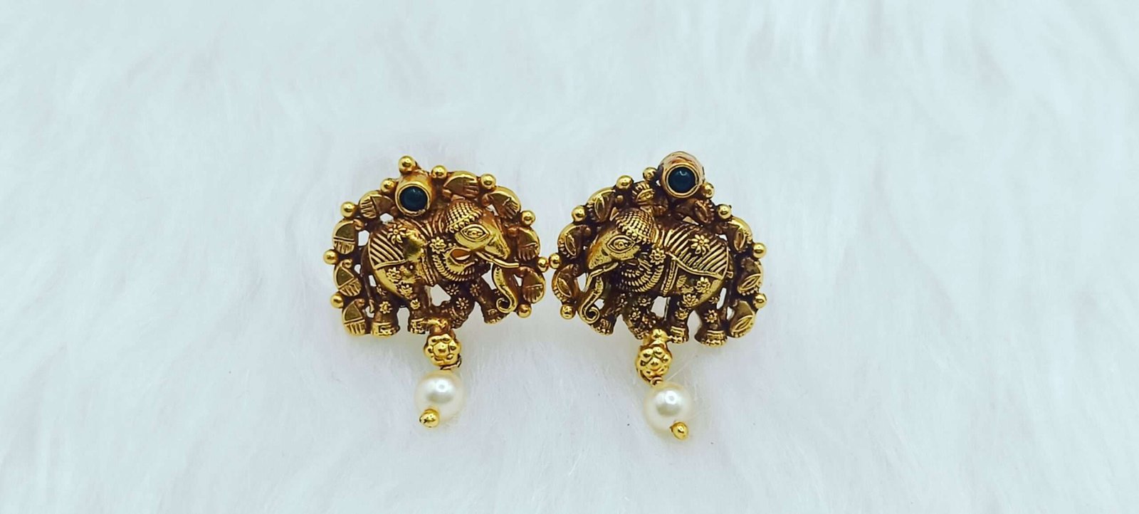 Elegant Sterling Silver Elephant Shape Earrings with Pearl Tops