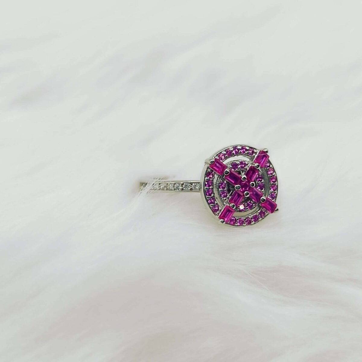 Elevate Your Style with the Sterling Silver X Shape Stone Women's Rotation Ring