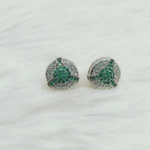 Elegant Sterling Silver Jewelry with White and Green Stone Tops