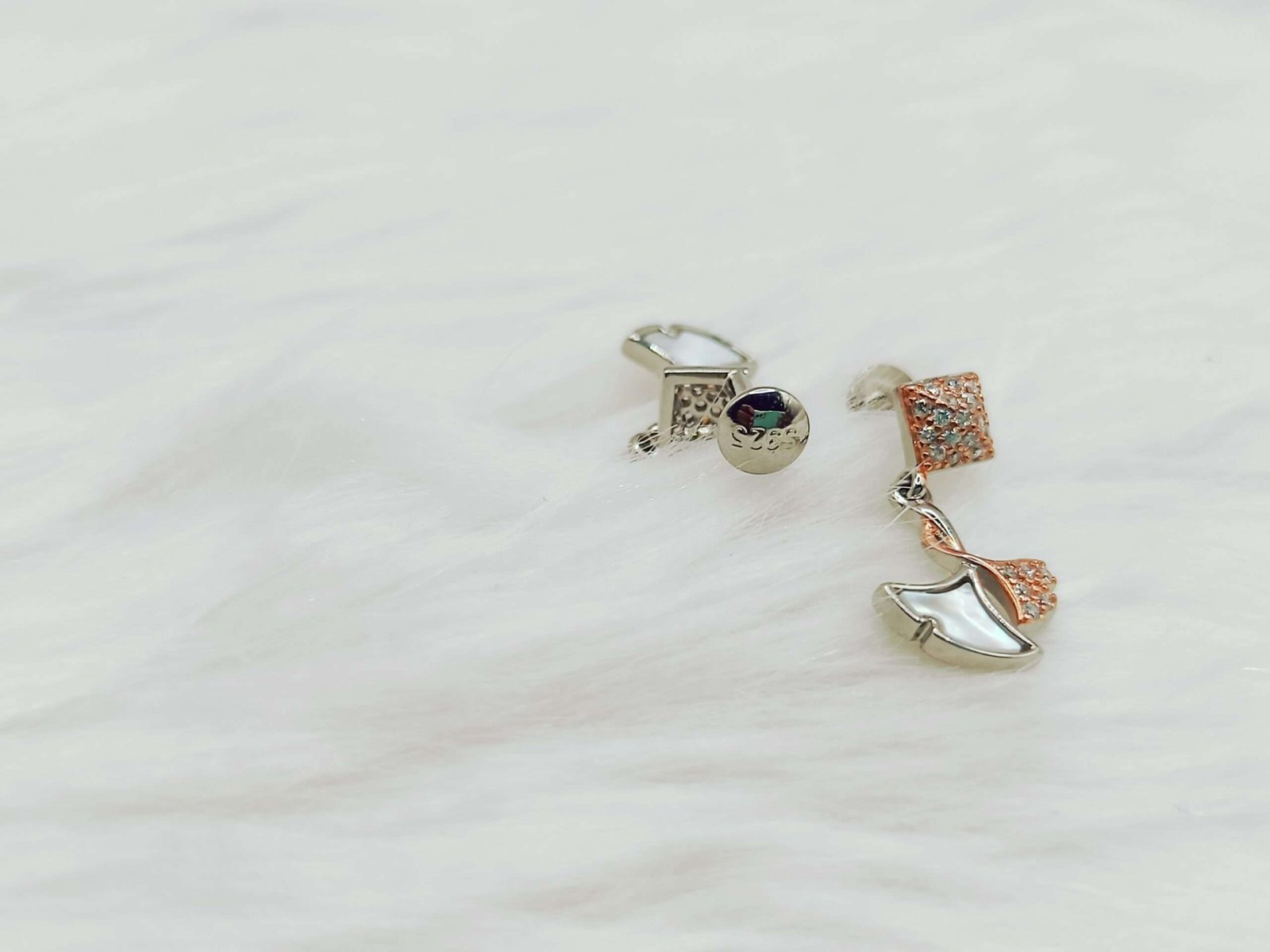 Elegant Sterling Silver Rhombus Shaped Tops in Rose Finish - Image 2