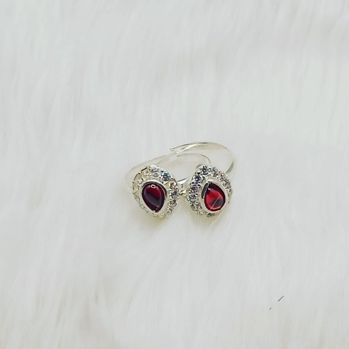 Elegant Red Stone Oval Shape Silver Bichiya