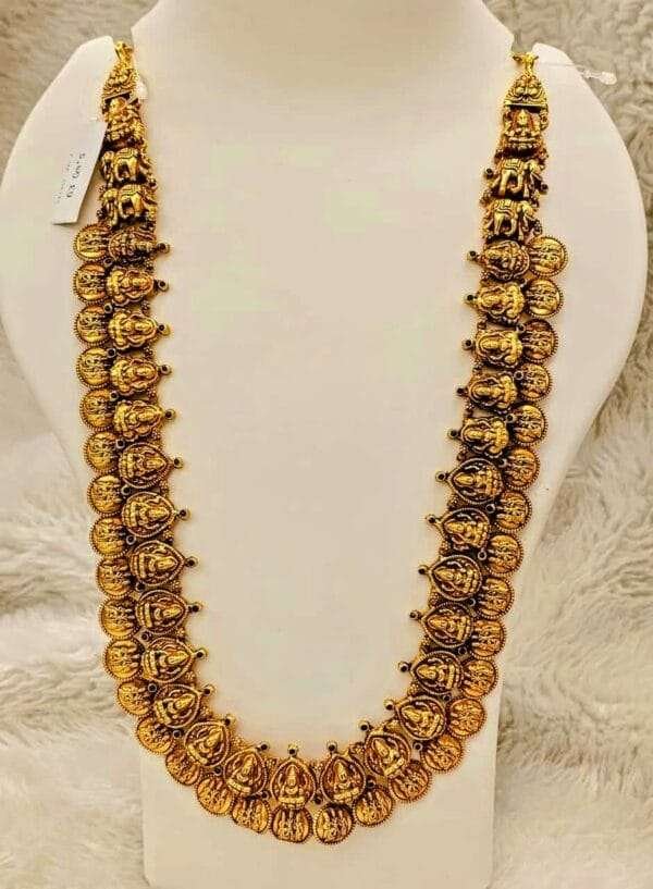Elegant 92.5 Silver Gold Plated Lakshmi Kasa Sara
