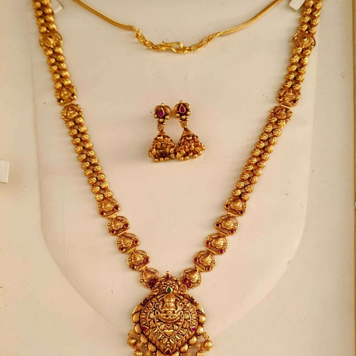 Elegant 925 Silver Gold Coated Necklace with Earrings Set