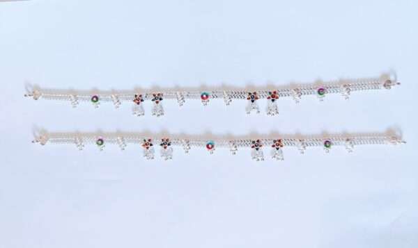 Elegant Silver Payal for Women with Exquisite Meena Work
