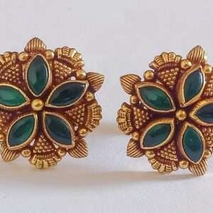 Elegant 92.5 Silver Gold Coated Tops with Kundan