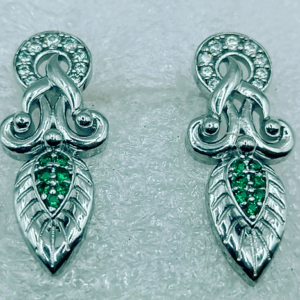 925 Silver Green white stone tops