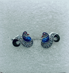 Sterling Silver Peacock Ear Studs