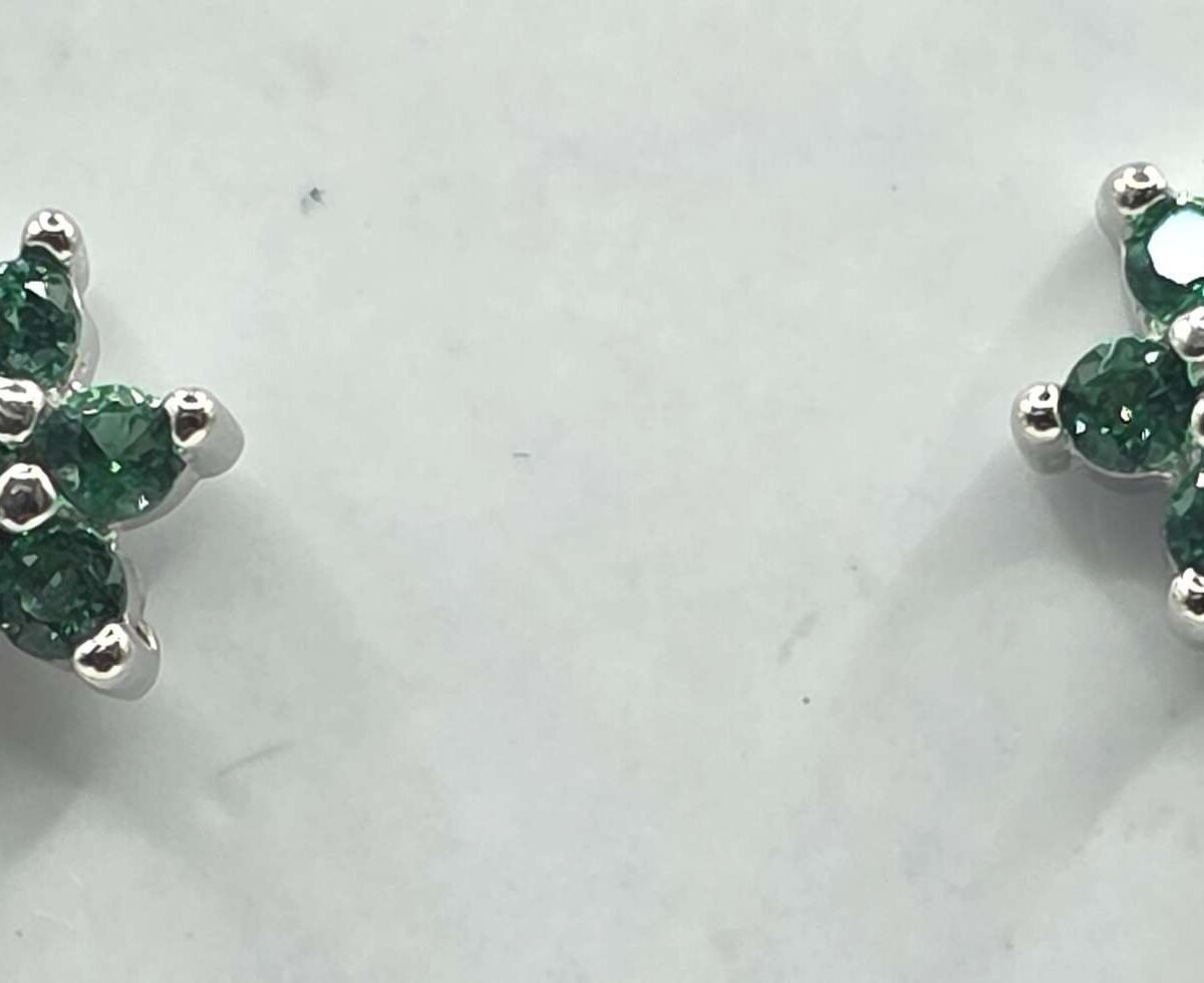 925 Silver Green Stone Stud Earrings