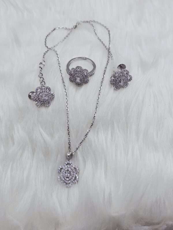 Elegant 92.5 Silver Pendant & Earrings Set