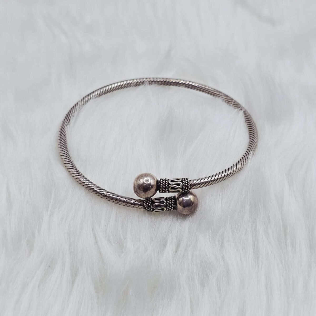 92.5 Silver Ball Oxidized Bracelet for Women