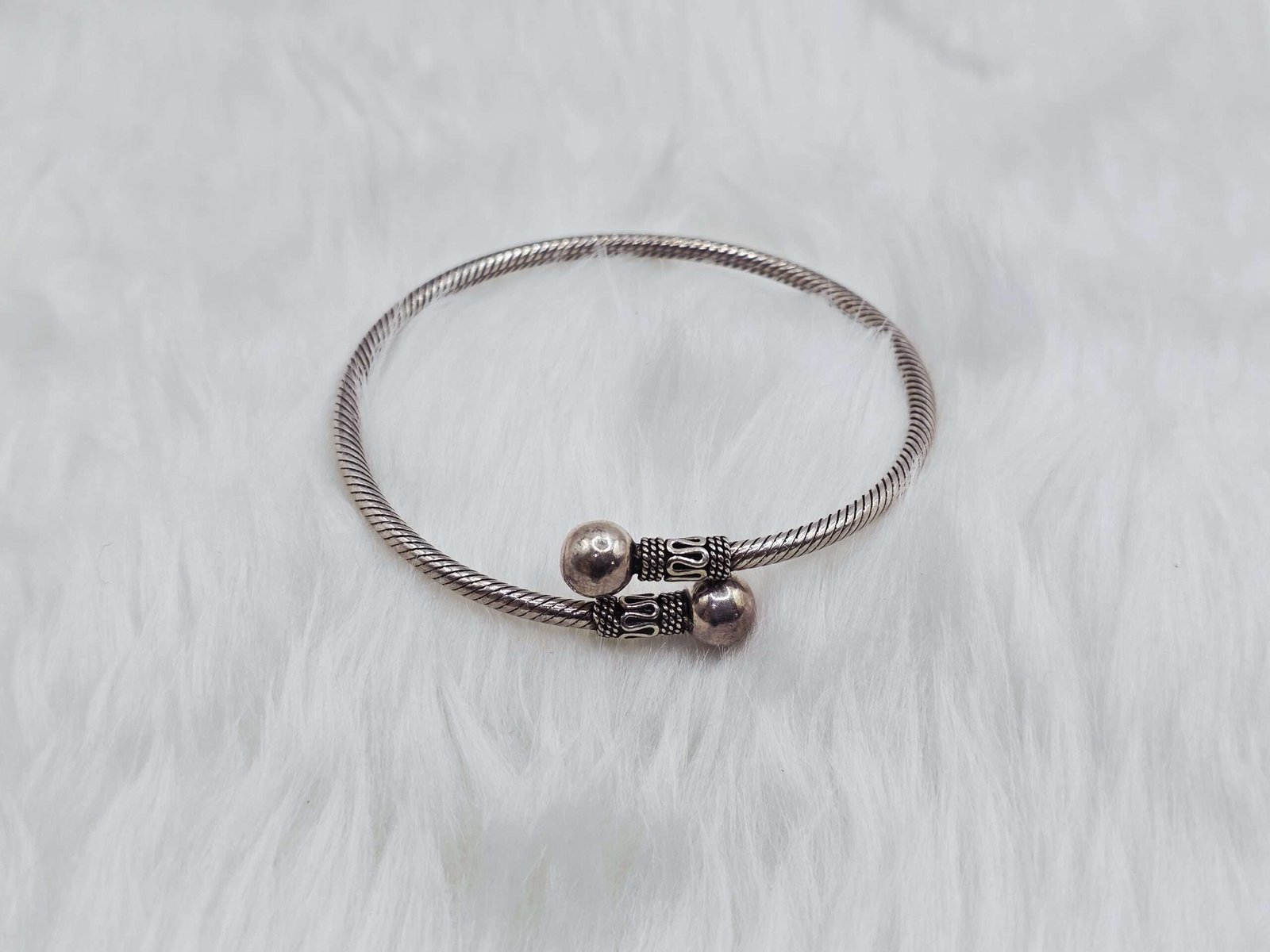 92.5 Silver Ball Oxidized Bracelet for Women