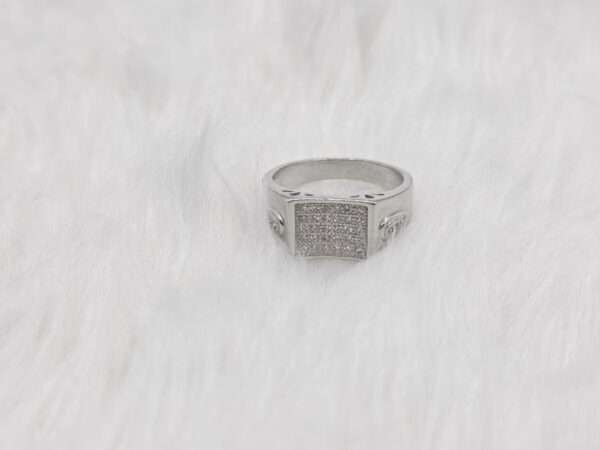 Sterling Silver White Stones Gents Ring