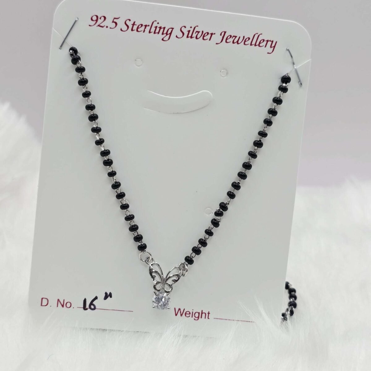 92.5 Silver Black Magalsutra with Stone Pendant