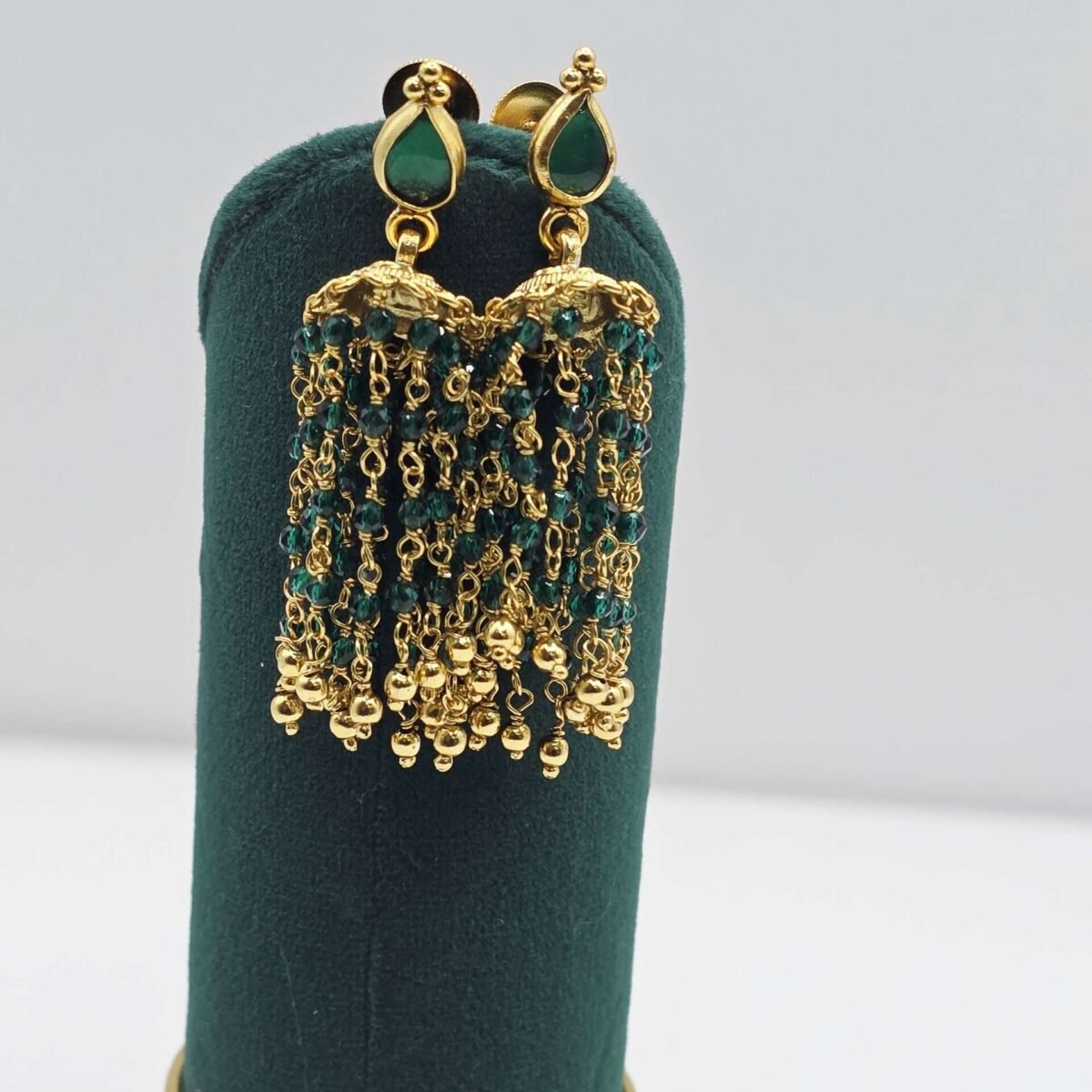Royal Emerald Drape Gold Earrings
