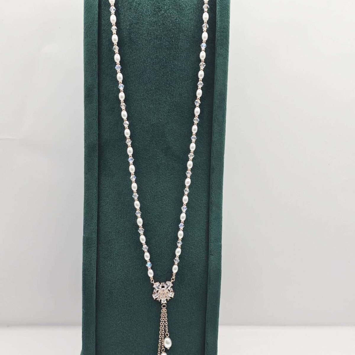 Elegant Pearl & Crystal Drop Necklace