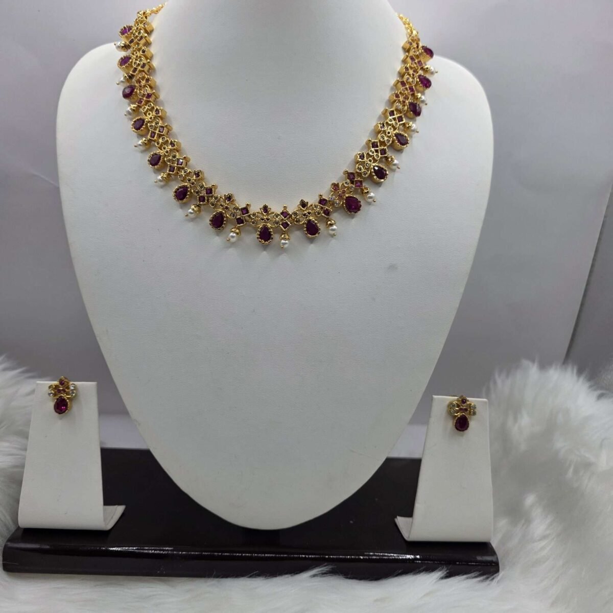Silver Multi Stone Gold Plated Jewelry Set