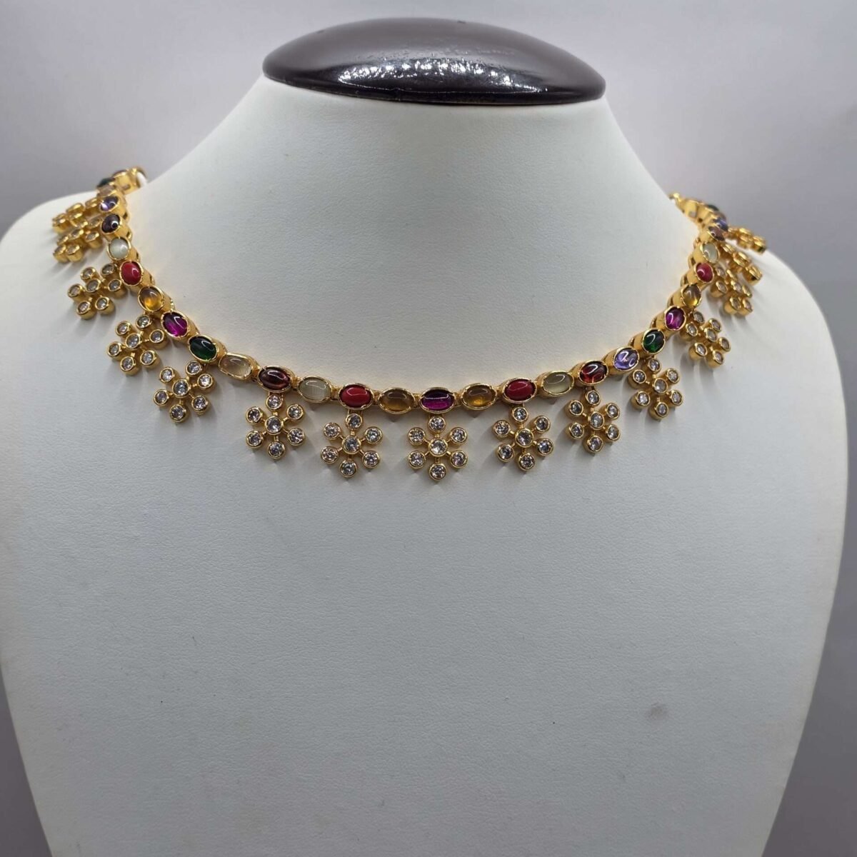 925 Gold Plated Multi Stone Necklace