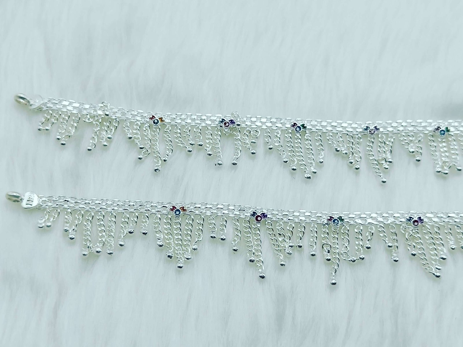 Bridal Silver Fancy Payals - Image 3