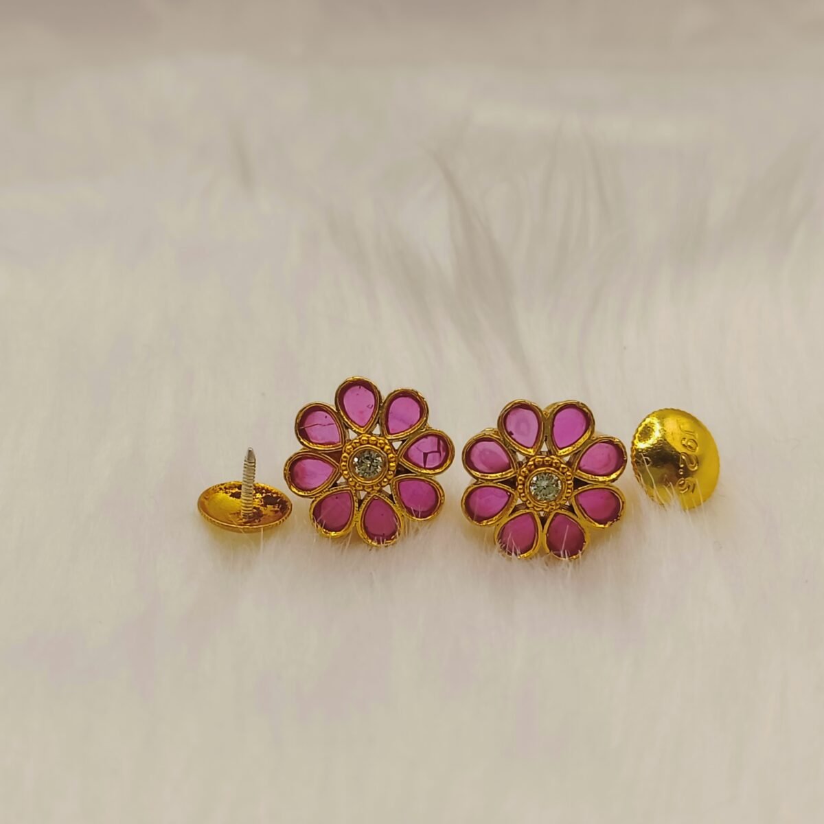 925 Silver Gold Plated Pink Tops