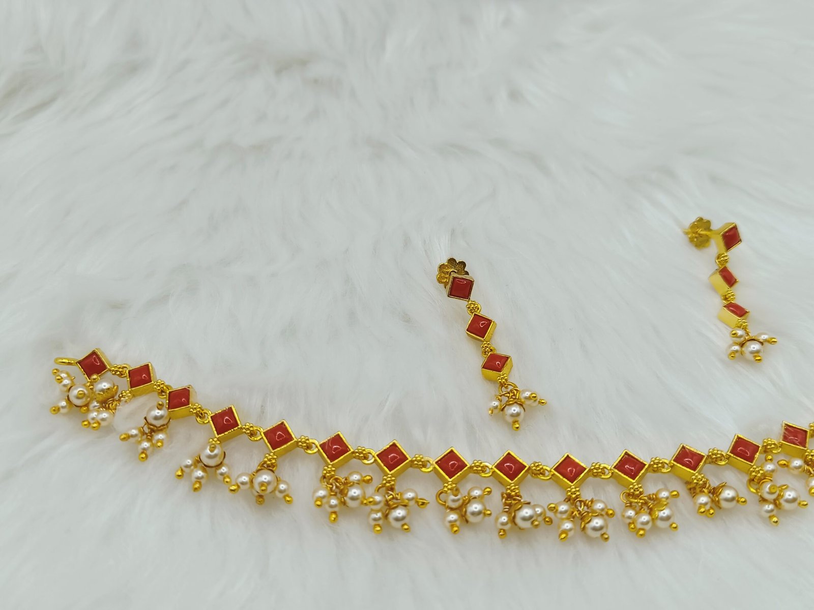 925 Silver Moonga Stone Necklace and Earrings Set - Image 2