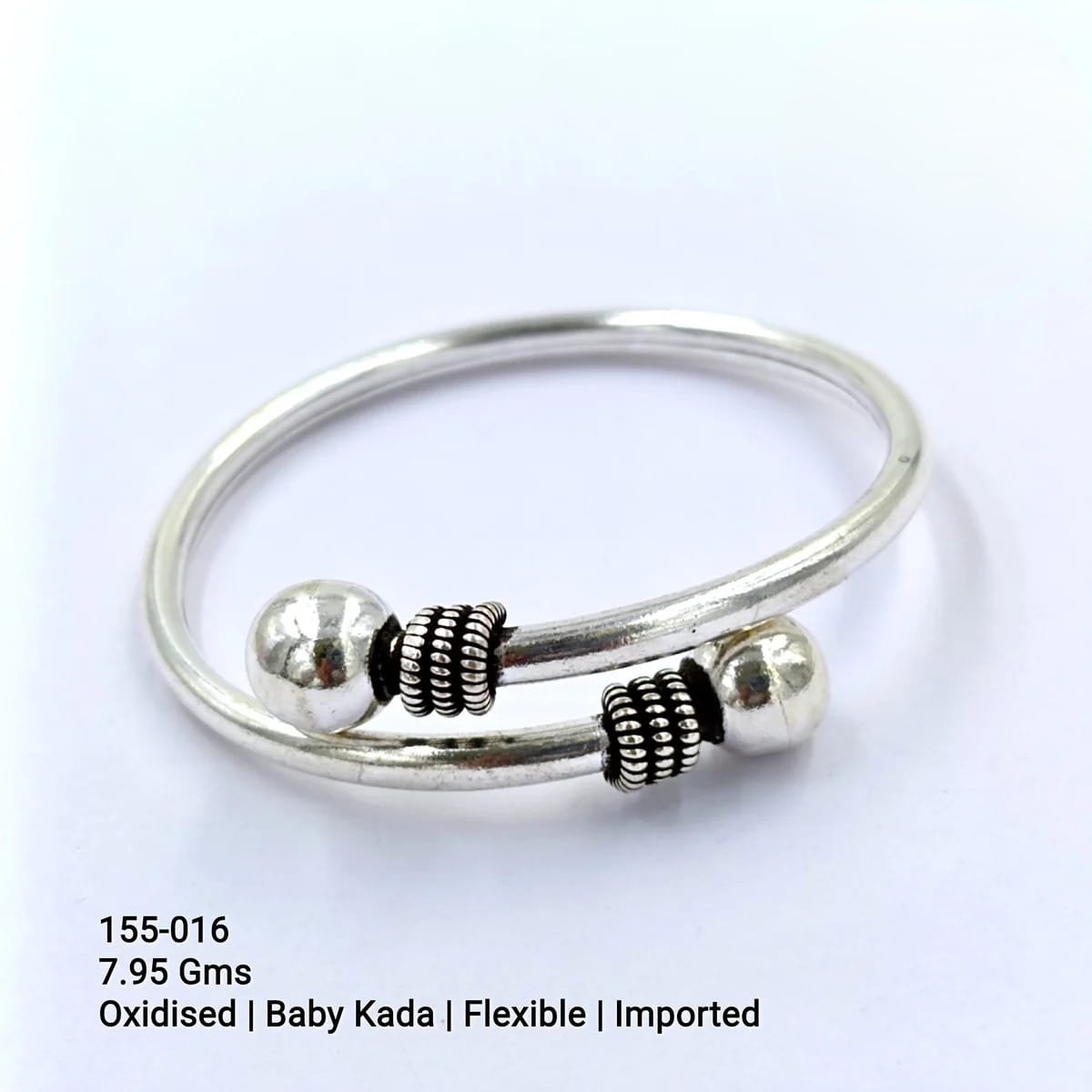 Oxidised 925 Silver Baby Kada