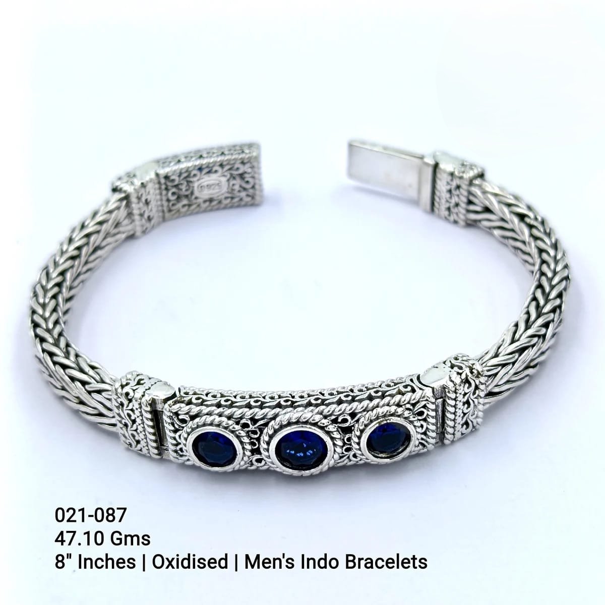 925 Silver Oxidised Men's Indo Bracelet