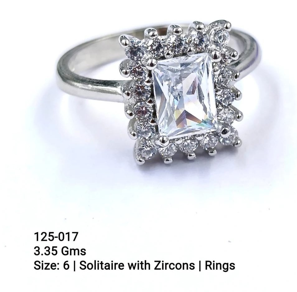 Square Solitaire Zircon Ring for Her