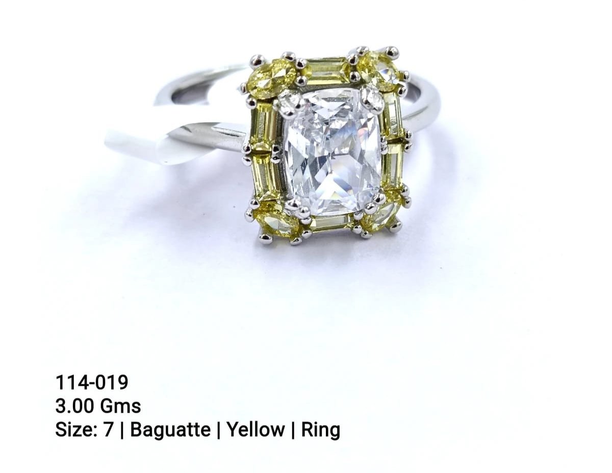Elegant 925 Silver Yellow Stone Ring