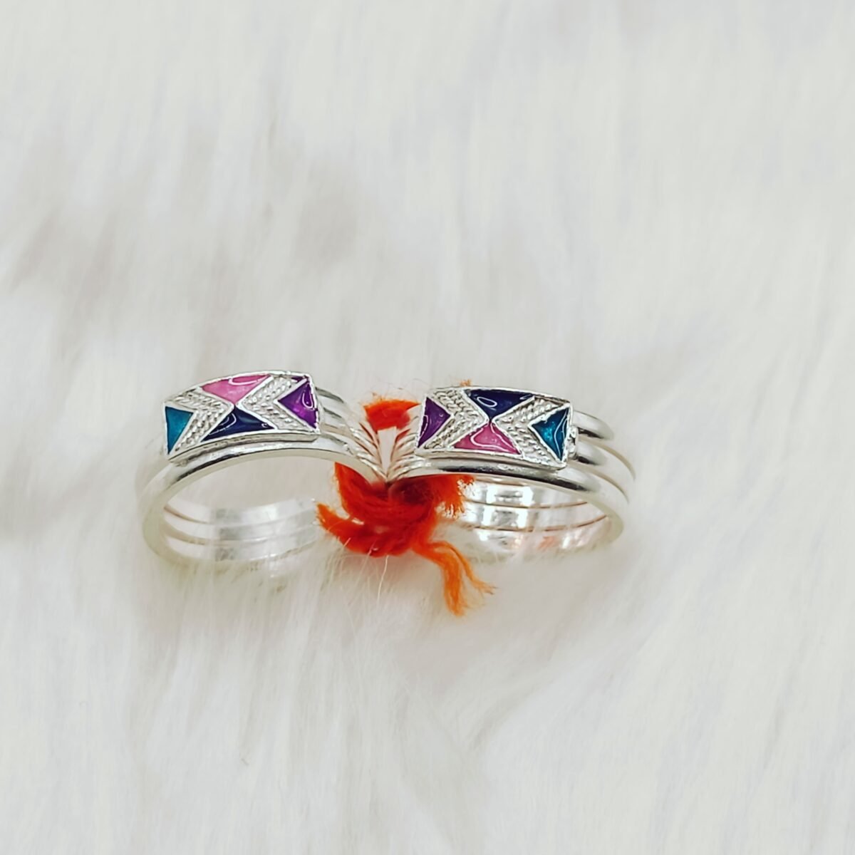 Elegant Enamel Silver Toe Rings