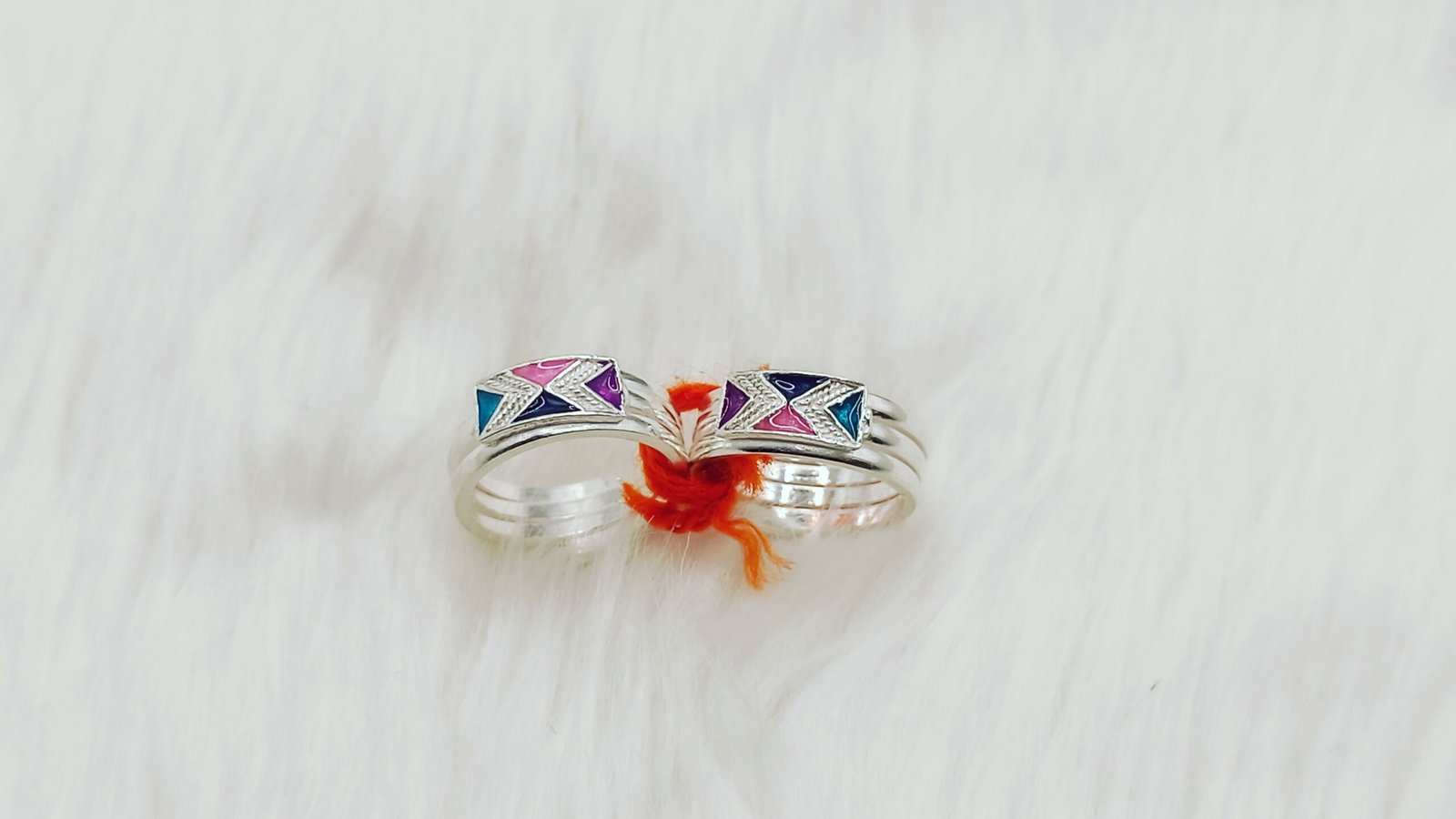 Elegant Enamel Silver Toe Rings