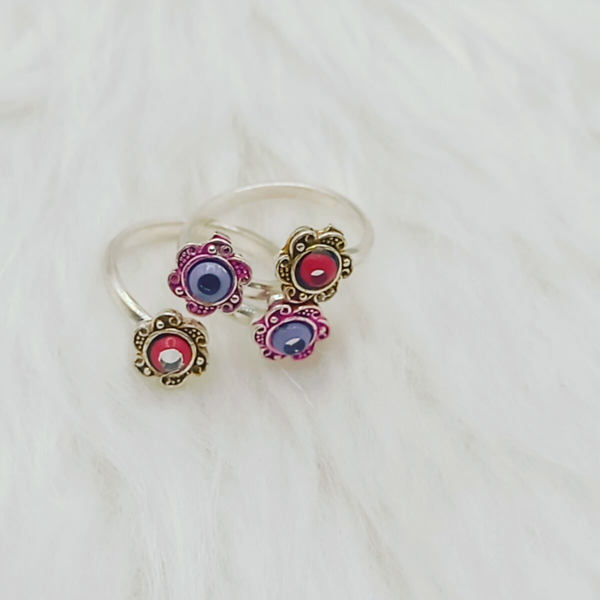 Silver Toe Rings With Enamel