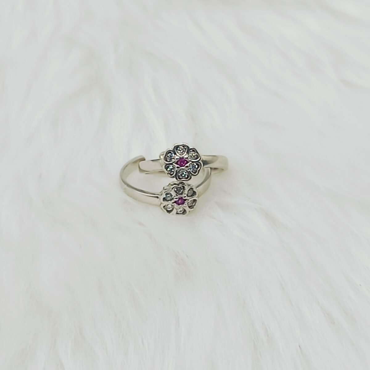 925 Sterling Silver AD Stone Toe Rings