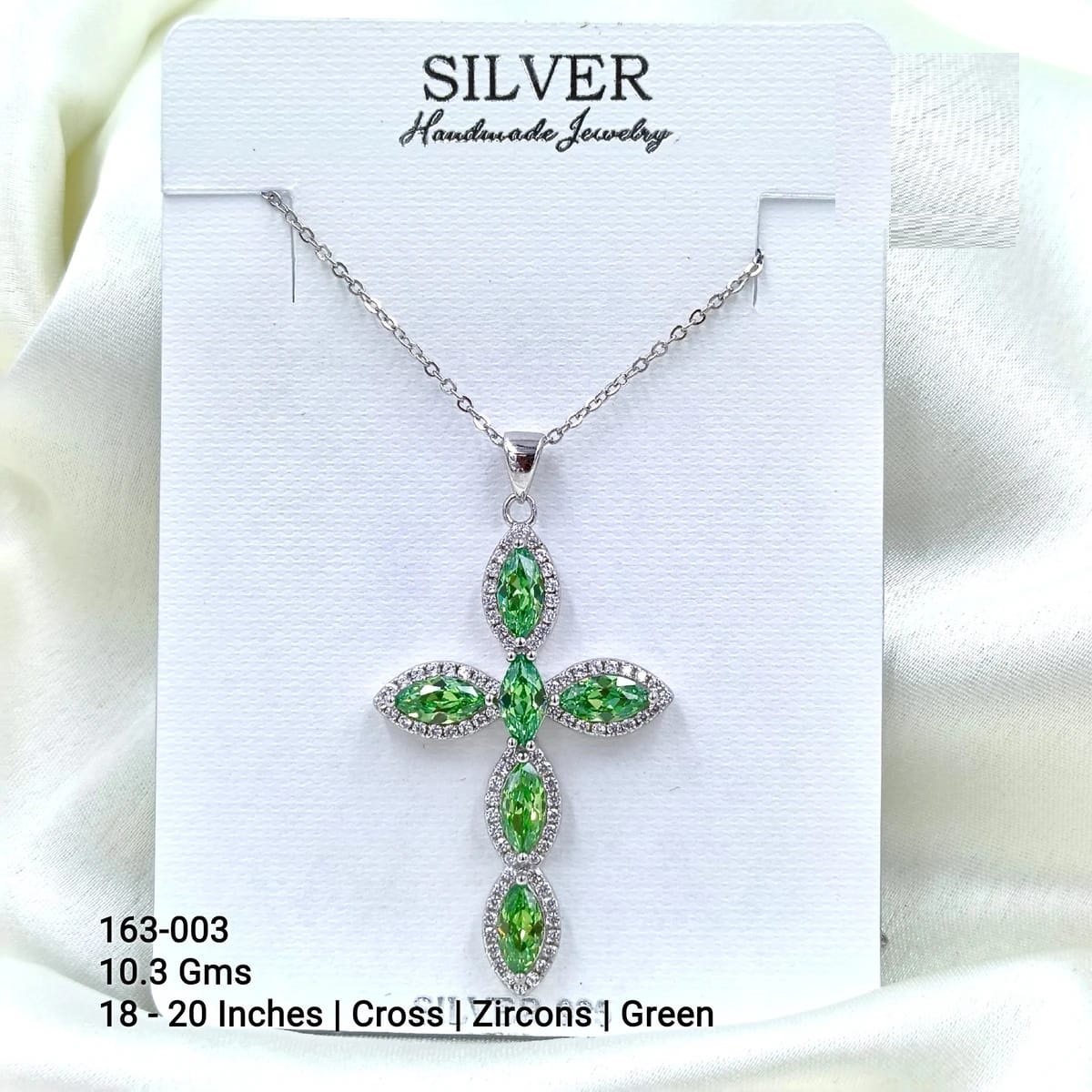 Sterling Silver Green Zircons Pendant