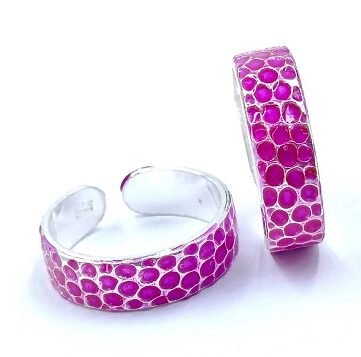 Elegant 925 Silver Pink Enamel Toe Rings