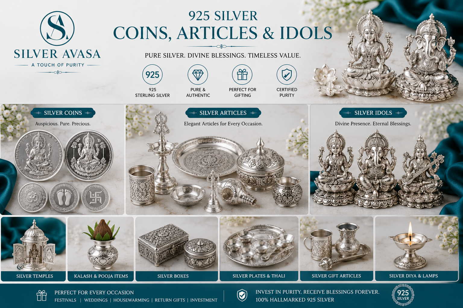 925 Silver Coins, Articles and Idols